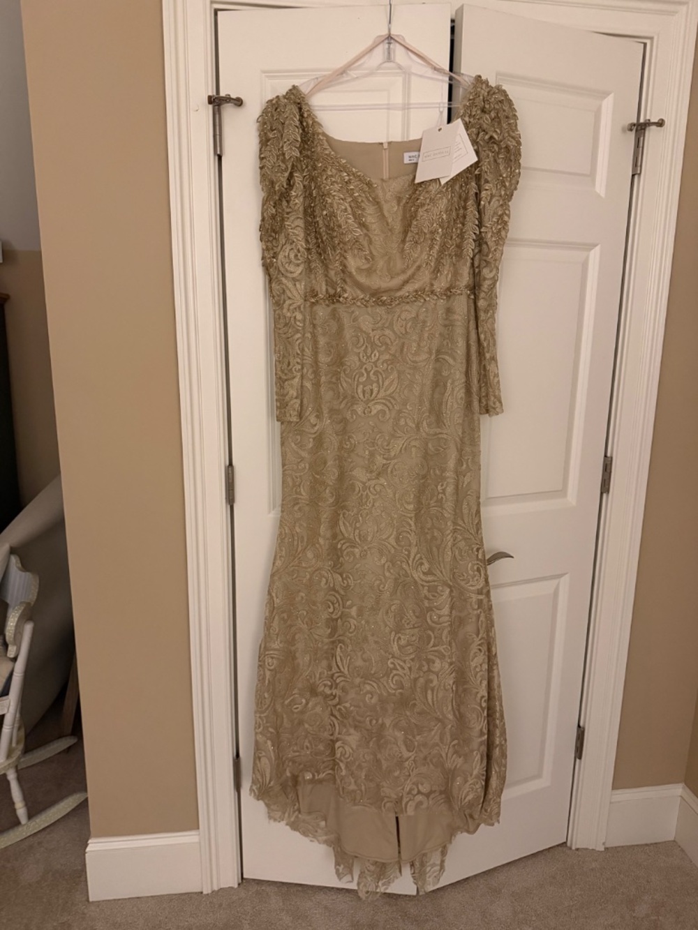 Mac Duggal  Beaded Lace A-Line Gown - Picture 7 of 13